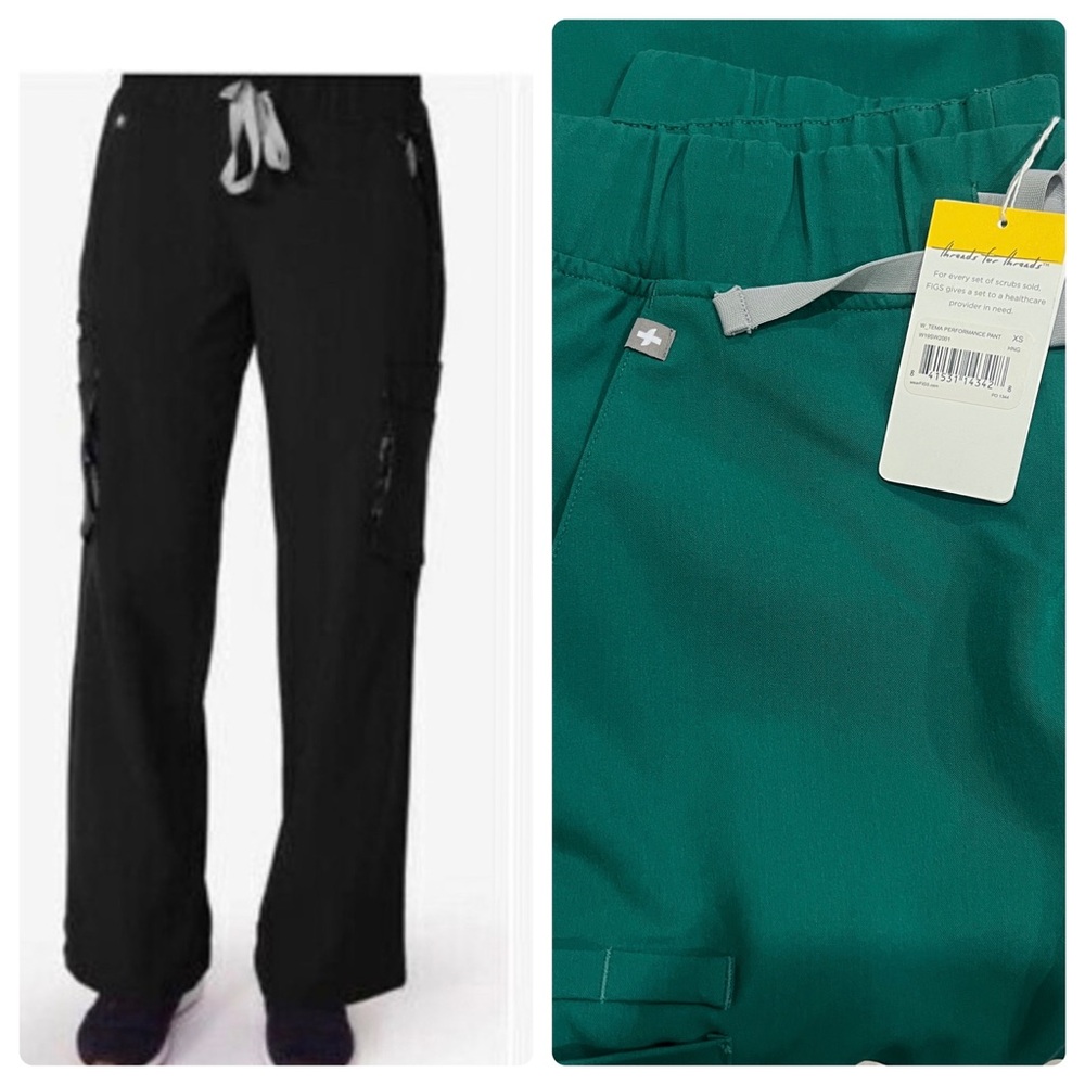 Figs Women's Scrub Pants in Black and Teal